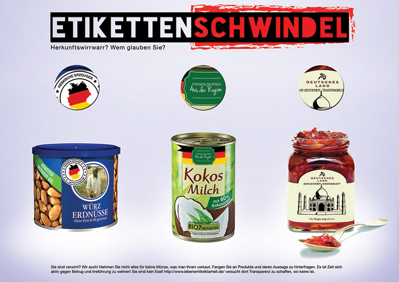 false labeling campaign . etikettenschwindel